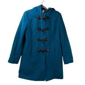 VTG  L.L Bean Womens Size 8 100% Lambswool Duffle Thinsulate Coat Toggle Blue